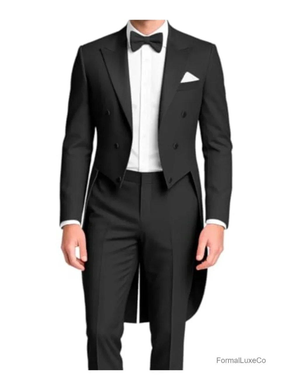 Men's Slim Fit Single Breasted Tailcoat 2 Piece Suit Swallow Tail Wedding